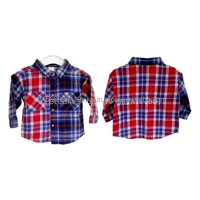 Boys Kids Custom Shirt With Plaid Design For Boys Top Quality Baby Casual Shirts Manufacture from Bangladesh Wholesale Price