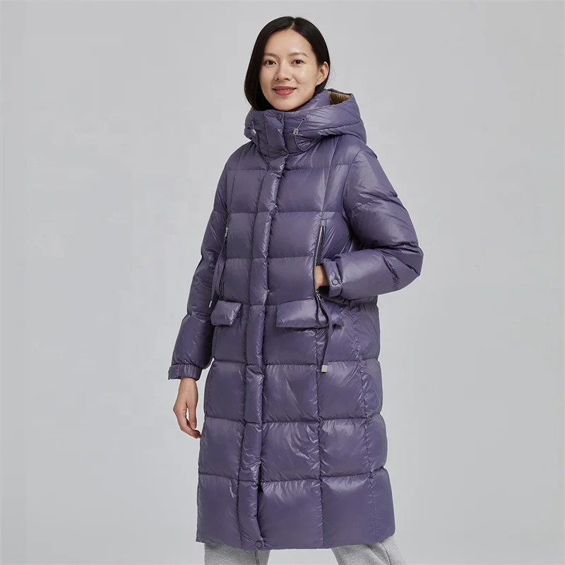 New style luxury plus size women shiny puffer jacket tall  waterproof womens down coat