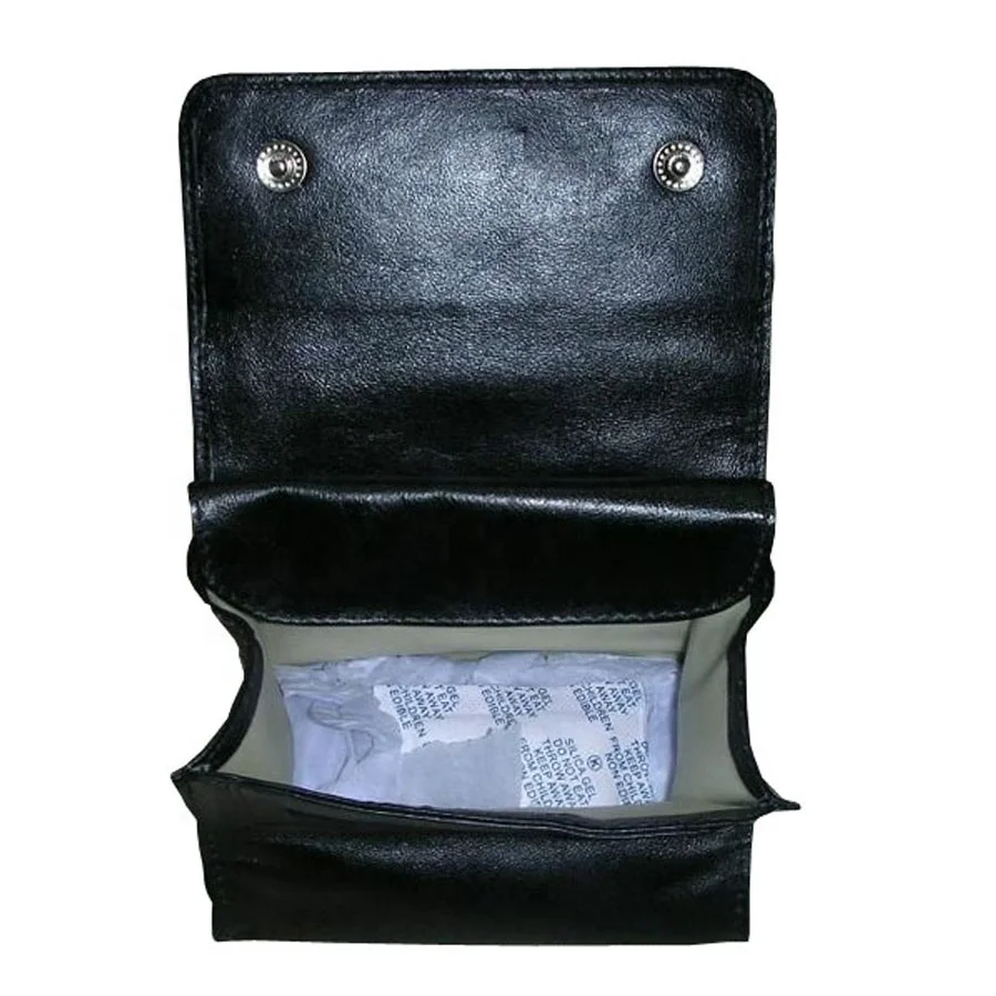 Genuine Leather Latex Lined Magnet Button Closure Pocket Compatible Leather Tobacco Pouch