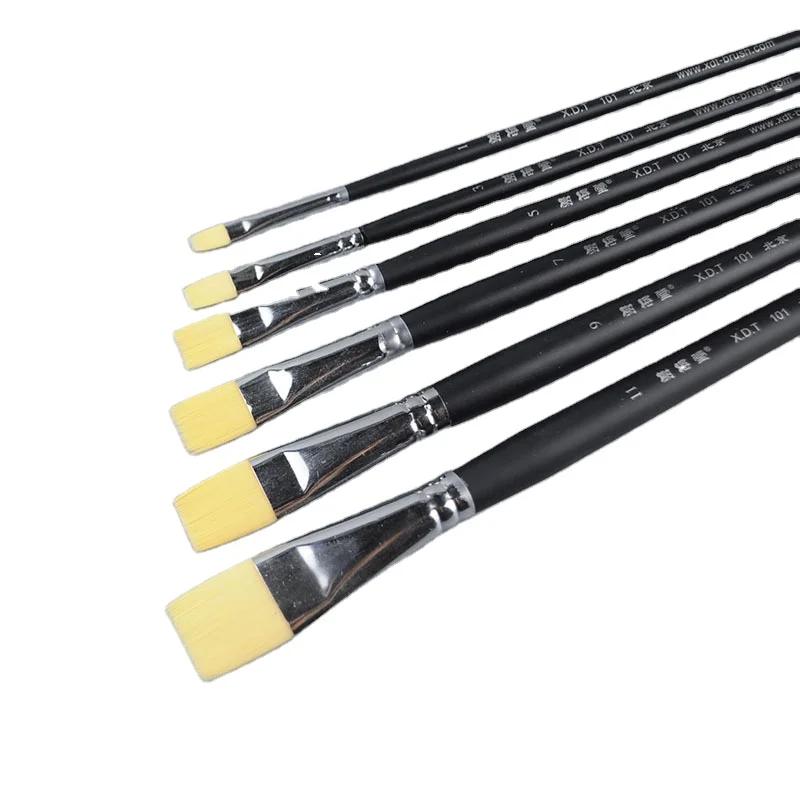 Xiedetang 101 16 type of tip nylon  hair flat head professional artist oil acrylic gouache watercolor paint brush