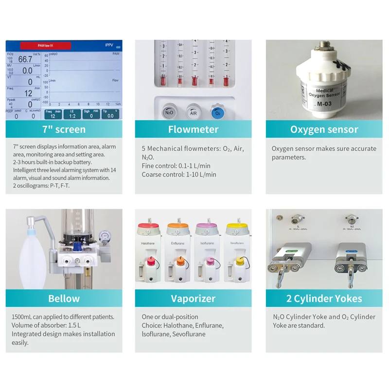 MN-AN002 Medical Equipment ICU Instruments Anesthesia Machine For Hospital Use Maquina De Anestesia