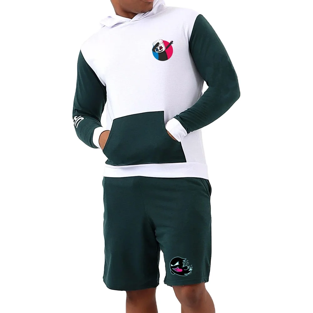 2024 мужская летняя толстовка с капюшоном и коротким комплектом одежда спортивные костюмы оптом 2 шт. Короткий Комплект для мальчиков