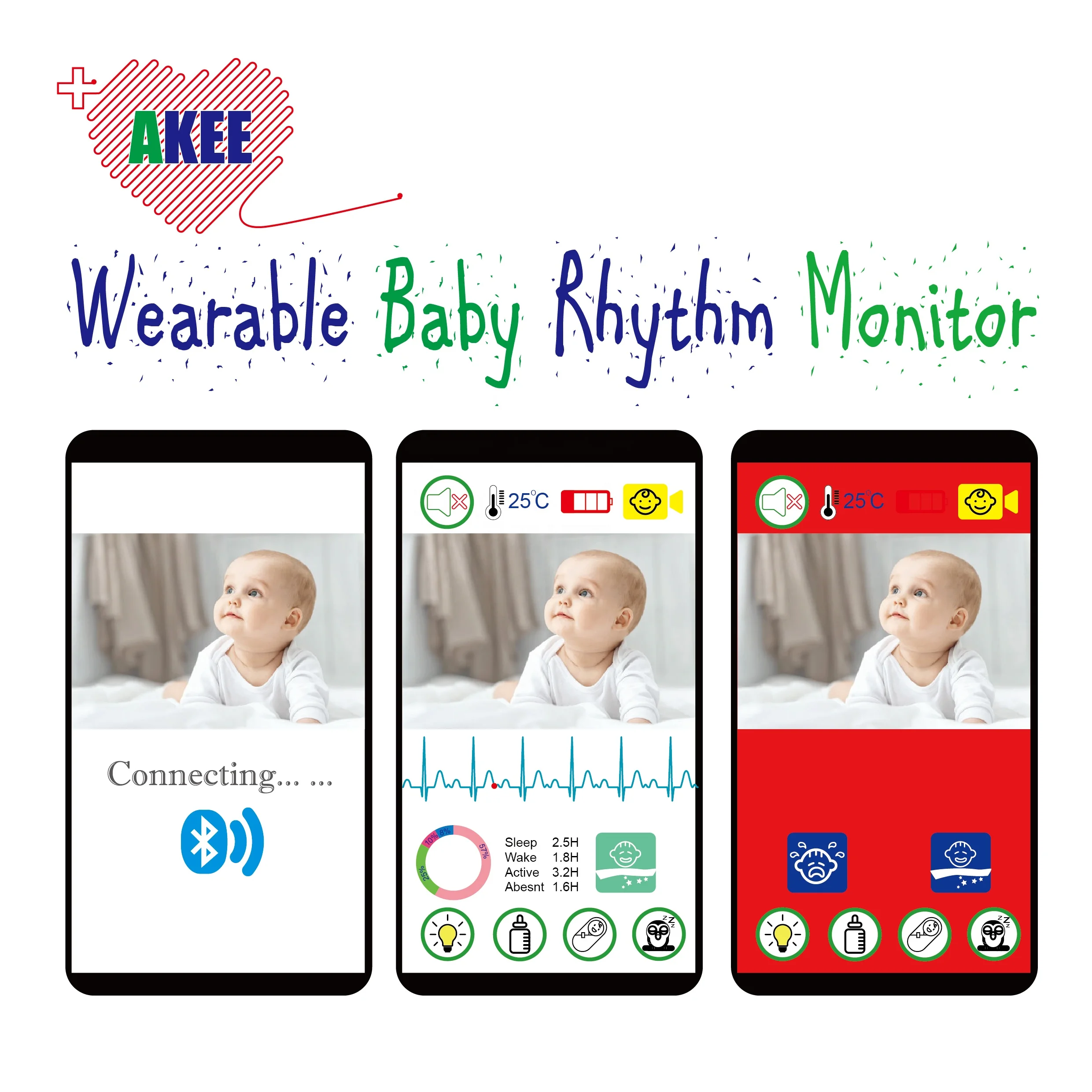 Standard baby sleeping rhythm monitor smart status danger alarm notification sensor with IOS/Android app  system | infant series