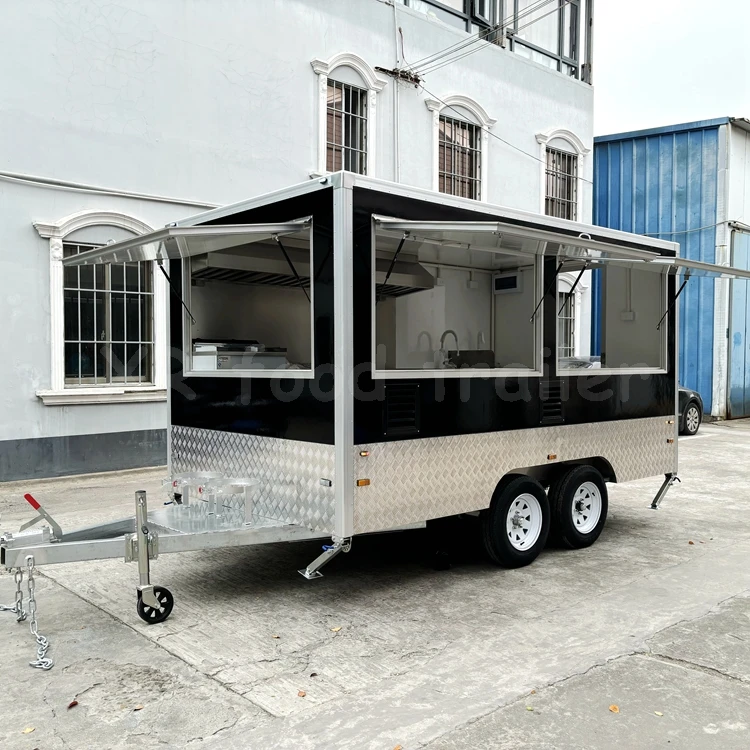 double axle small mobile bakery kebab caravan truck or trailer for panama food with ovens vent hood puff corn