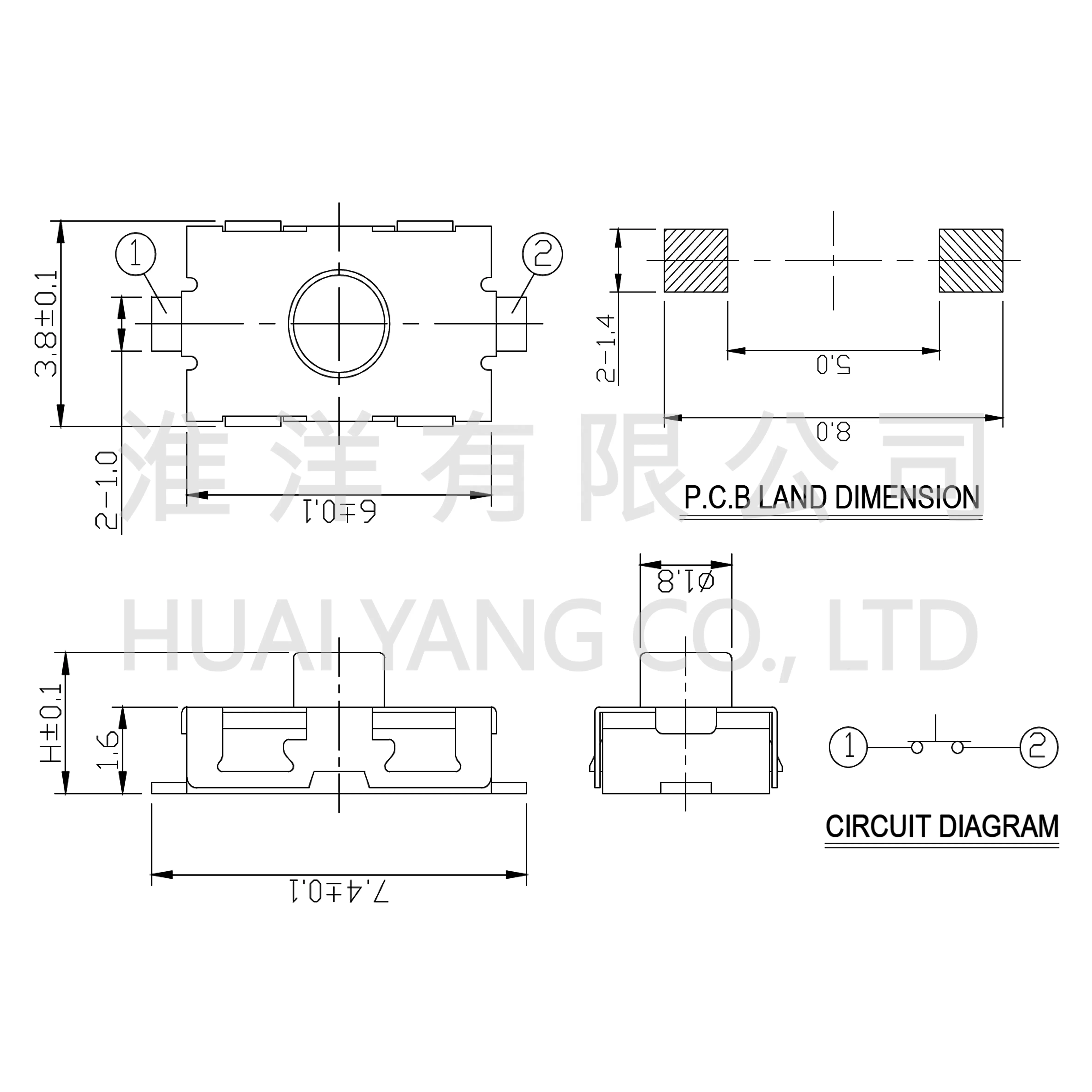 HTSVTBF22-026CU-R 6X3.8 Tact Switch 180 SMD SMT Tactile Switch
