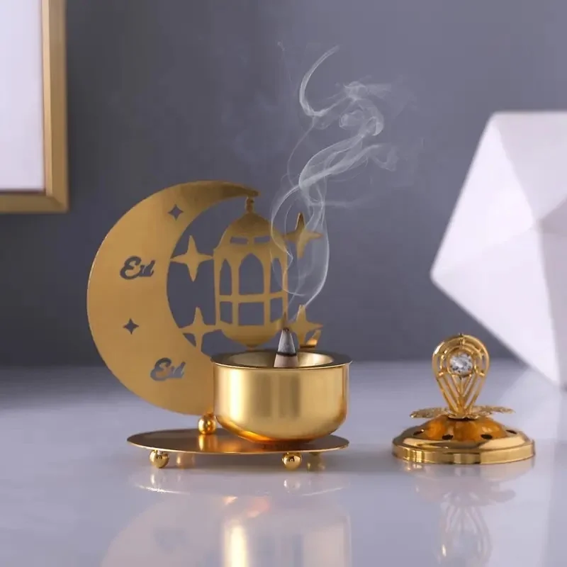 Decorative Arabic Bakhoor Burner Creative Wrought Iron Incense Burner Gold Spring Ramadan Home Decor Products