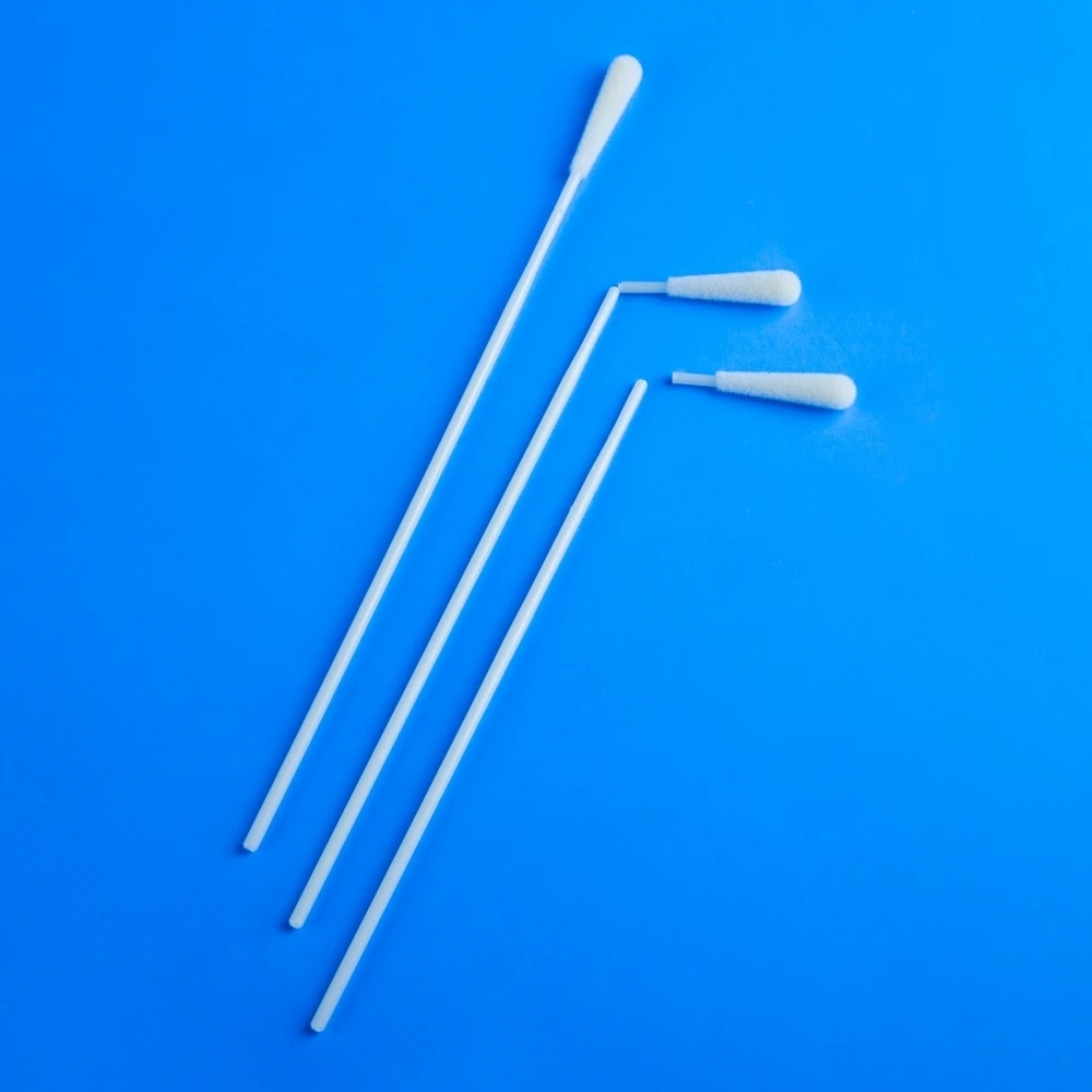 Sterile Sampling Nasal Swab Nylon Flocked Flexible Thin Nasopharyngeal Swab 3cm/8cm Breakpoint