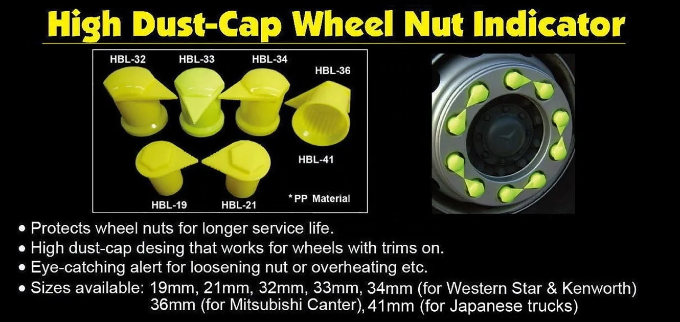 PP+PE Cap-style Loose wheel nut indicator dust cap 19mm