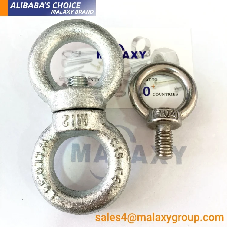 Malaxy M5 M6 M8 M10 M12 M16 M20 M24 Din 444 Eyebolts Stainless Steel 304 Flat Fish Eye