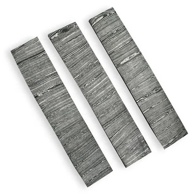 Top Quality Custom Damascus Professional 3 Pieces Blank Billet Damascus Steel Blank Billet For Making Knives