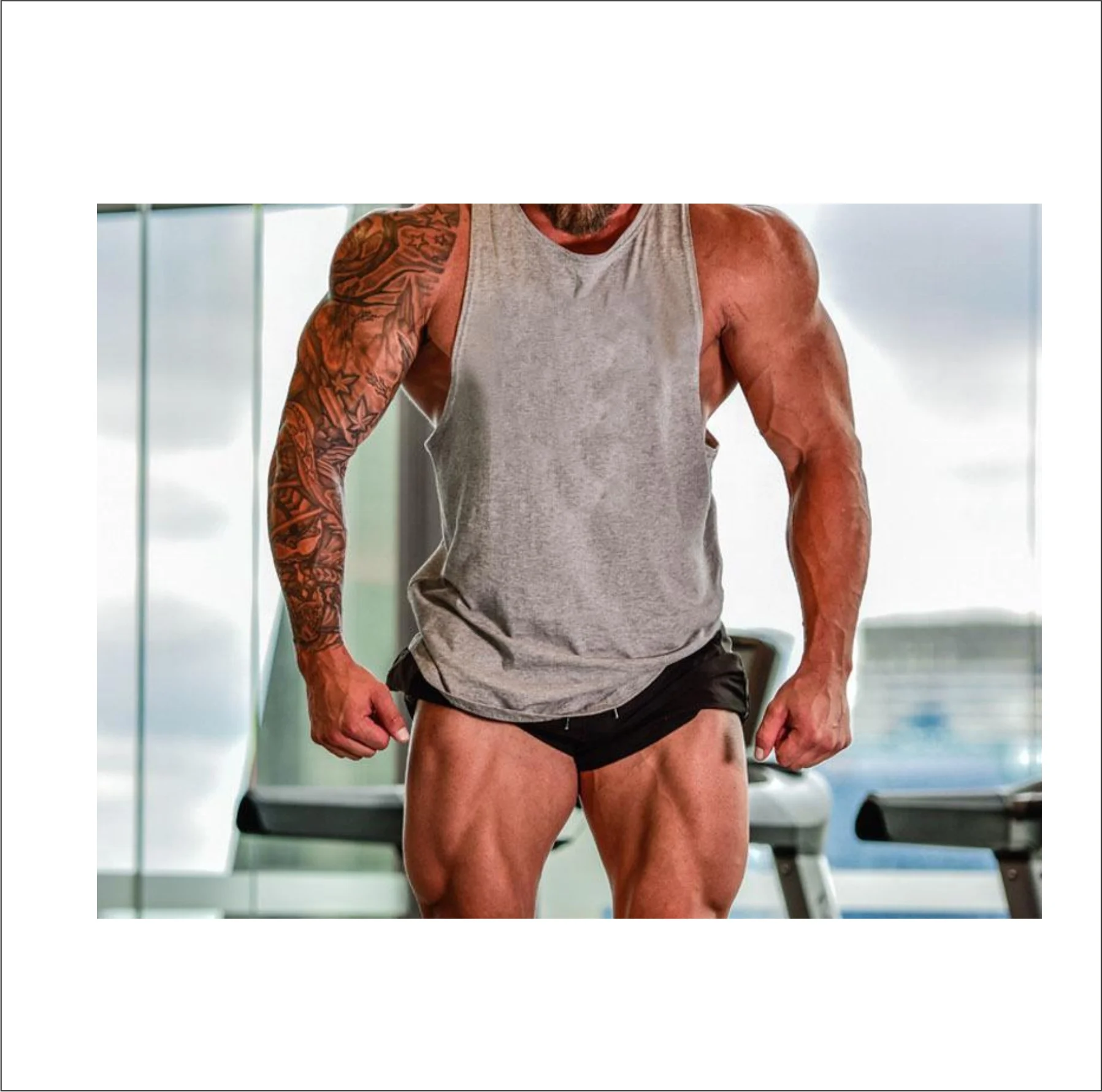 2021 Stringer Tank Top Wholesale Custom Cotton Stringer Gym Vest Fitness Singlet Workout Muscle Bodybuilding Men Tank Top