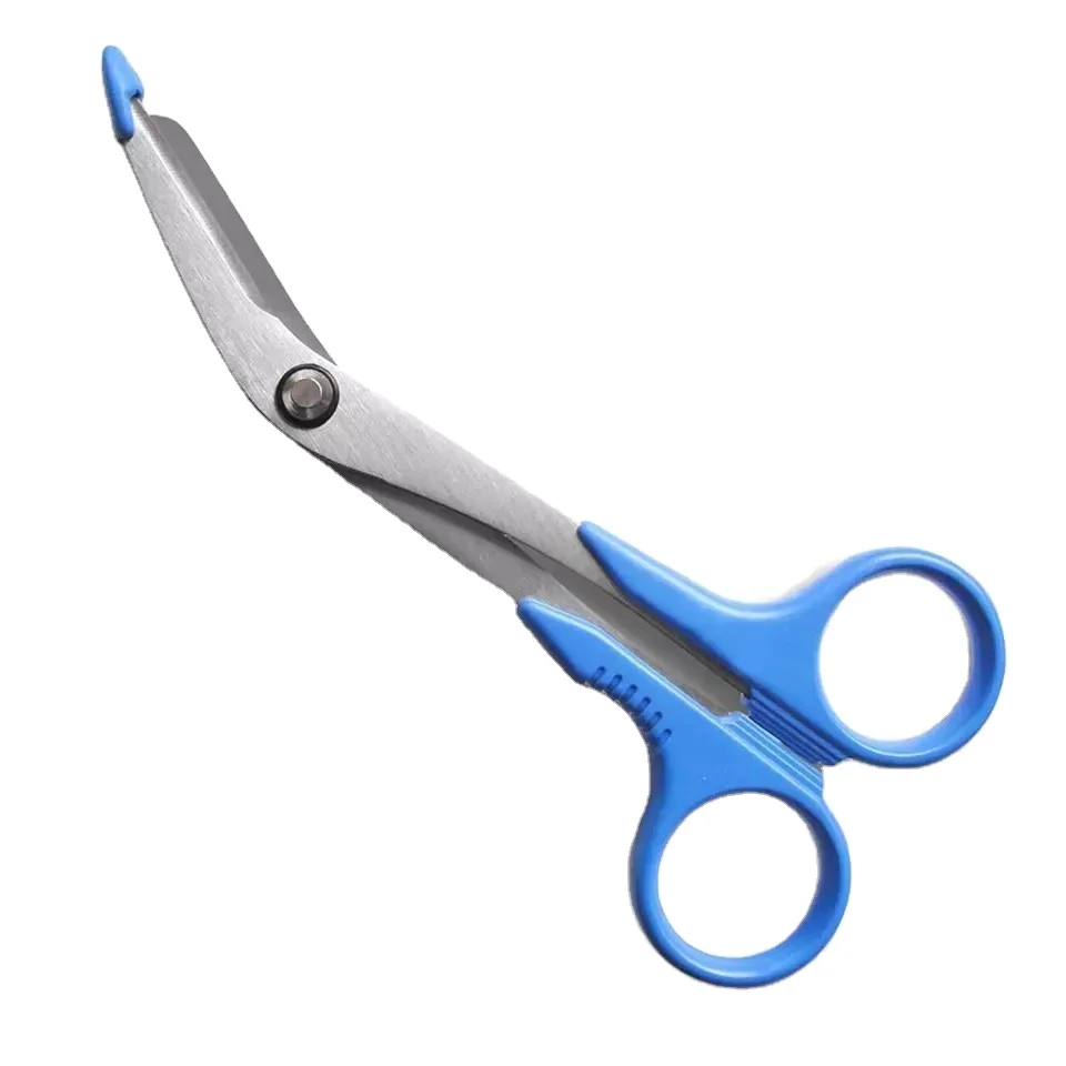Bandage Scissors Round Tip for Nurses and Orthopedic Use with Safe Blade Clip Cover, Non-Sticking Coated Stainless Steel Blade