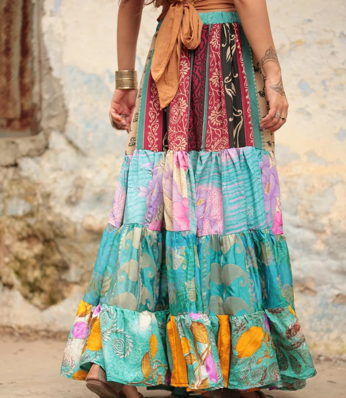 Trending In European Market Women Wear Indian Sari Silk Skirt