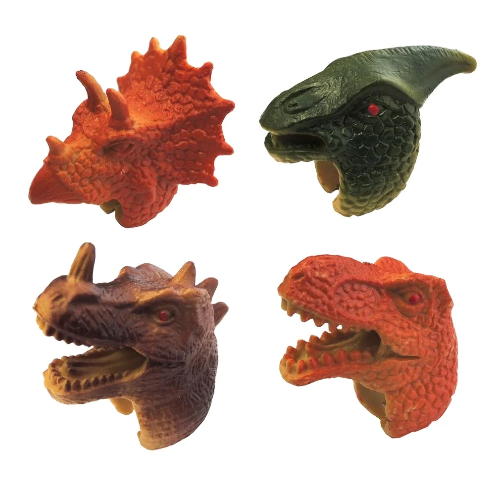 Wholesale Bulk Gift Capsule Vending Mini Small Funny Collectible Toy Soft PVC Stone Age Animal Dinosaur Finger Ring