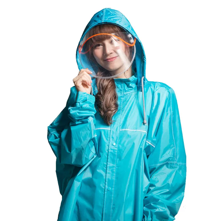 OEM Fashion Macaron Stylish Look Color Rider Motorcycle Custom Hooded Long Zipper Raincoat Rain Coat Waterproof For Men