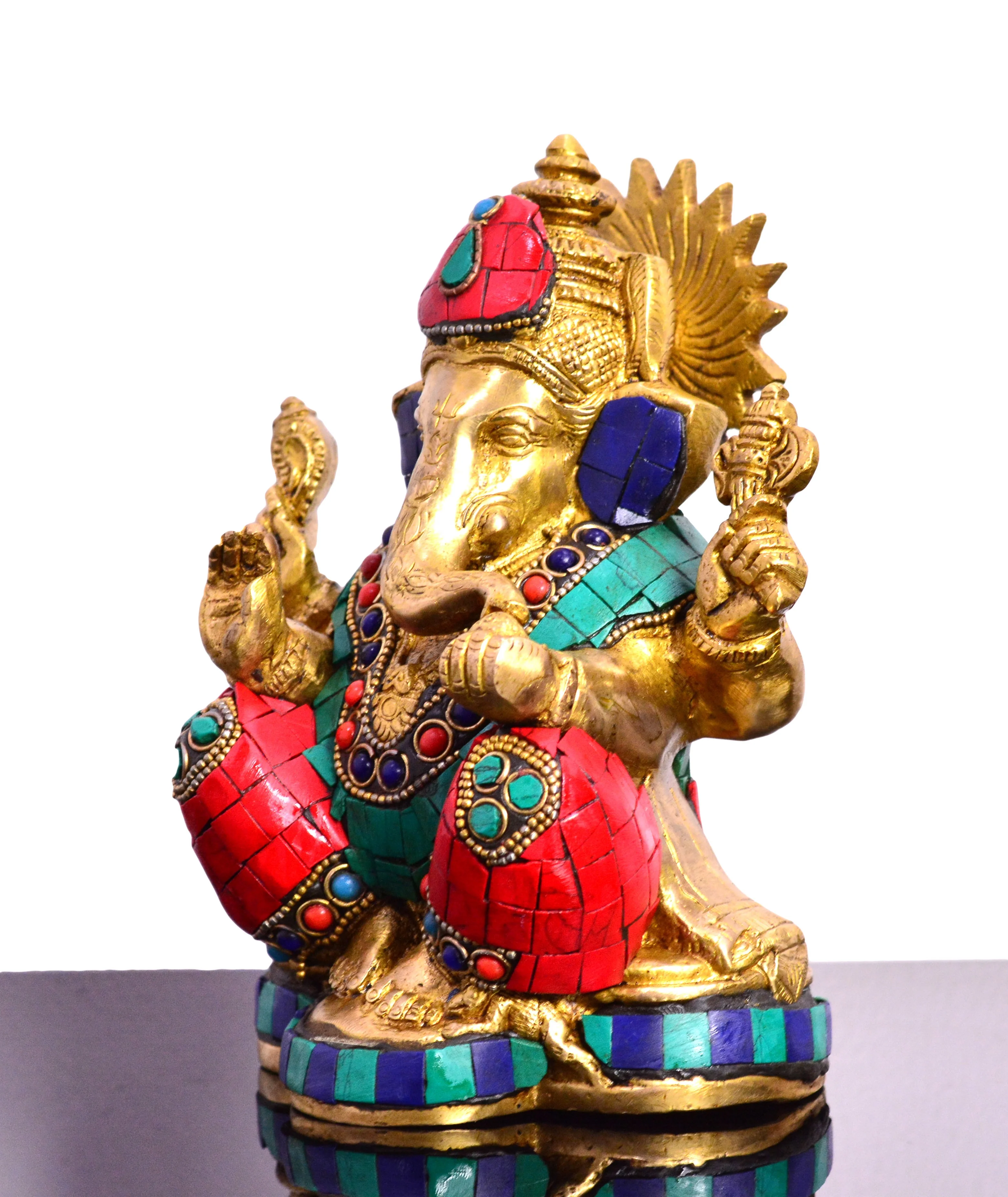  Статуя Будды латунная Ганеша 2 5 кг 6 дюйма скульптура с камнем хороший подарок для нового начала