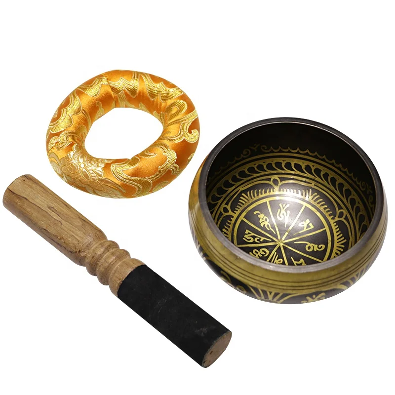 Handcrafted Singing Bowl Buddhist Prayer Instrument with Wooden Stick & Cushion For Meditation Excellent Yoga Bowl