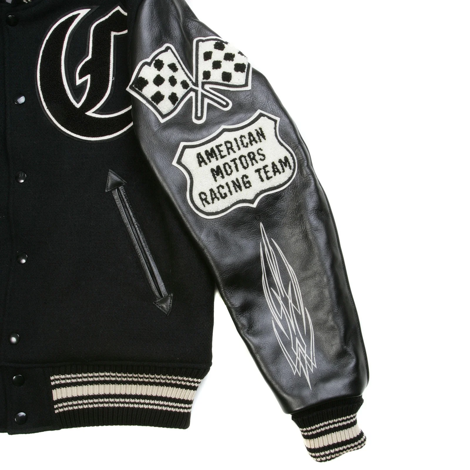 OEM Custom Chenille VarsityBlack Raglan Sleeve Regular Fit Crank Busters Vintage  Baseball Letterman Varisty Jacket Embroidery