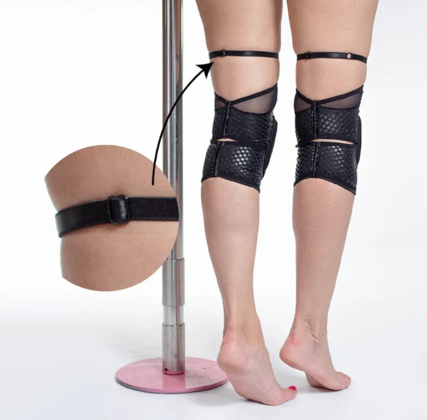 Protection Spandex Universal Adjustable Comfortable Pole Dance Knee Pads for Women available with customized design and logo