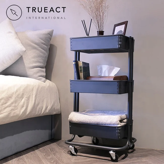 Made in Taiwan 3 tier layer metal kitchen serving rolling storage organizer trolley utility rolling cart storage cart