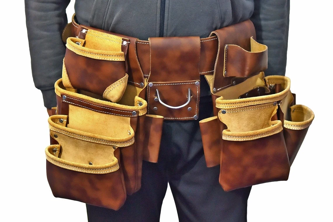 Customized Premium Genuine Leather Carpenter Tool Belt Combo Tool Pouch Carpenter Rig Holder Work Organizer Leather Tool Belt