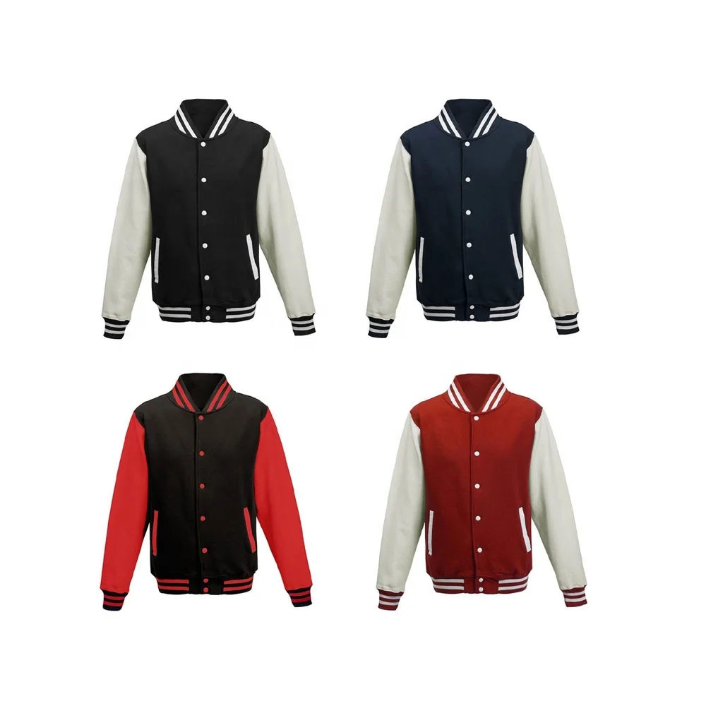 Custom embroidered different color leather sleeve jacket for men Winter shaker down embroidered flocking padded cotton-padded