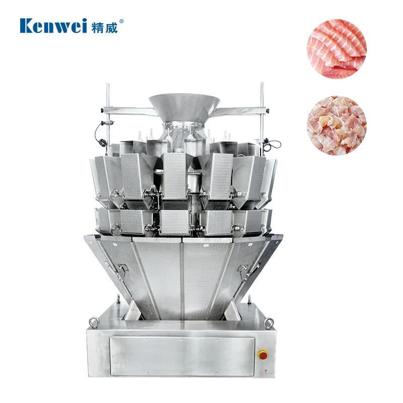High accuracy  automatic 14 head meat food multihead weigher for chicken duck fish beef with screw feeding
