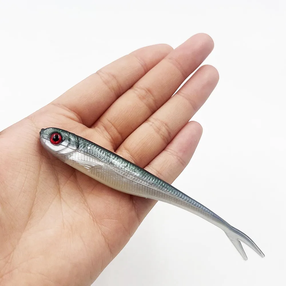 Alpha Factory Price OEM 125mm 7.8g Soft Plastic Fishing Lure Double Fork Tail Artificial Bait