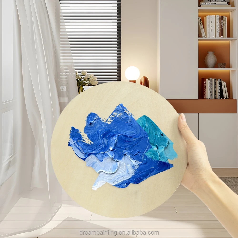 20CM Diameter Wooden Art Panel Round Unfinished Wooden Canvas Painting Board Blank DIY Crafts Wooden Tray