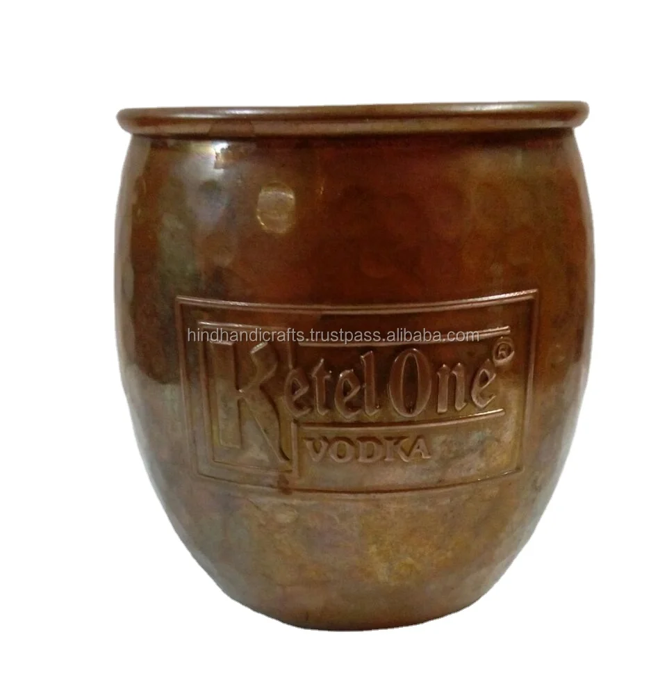 Embossed Copper Barrel Moscow Mule Mug with Shiny Polished Finishing Manufacturer and Exporter From India
