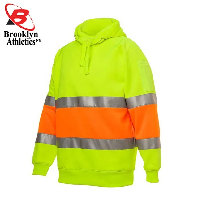 Hi Vis Hoodies are hooded sweatshirts with reflectivity available  Men Work Reflector tape hoodie