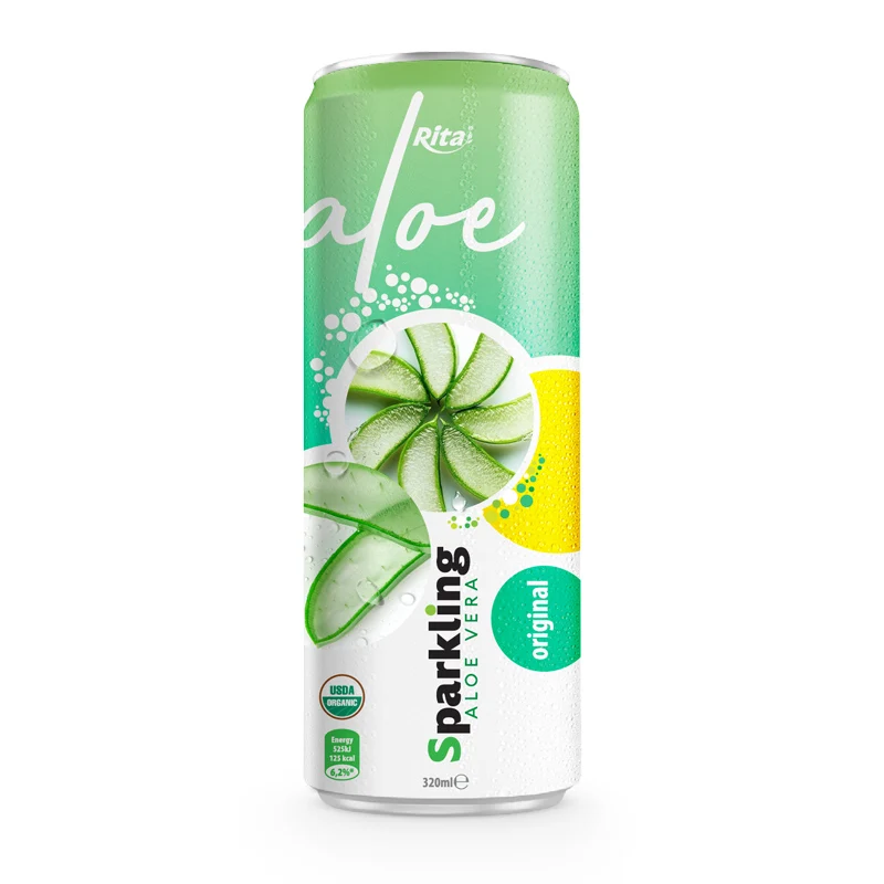 Sparkling  Aloe Vera Juice  Fruit Flavor Drink Canned  Carbonated Aloe Vera  320ml Natural Juice Flavored carbonated drinks