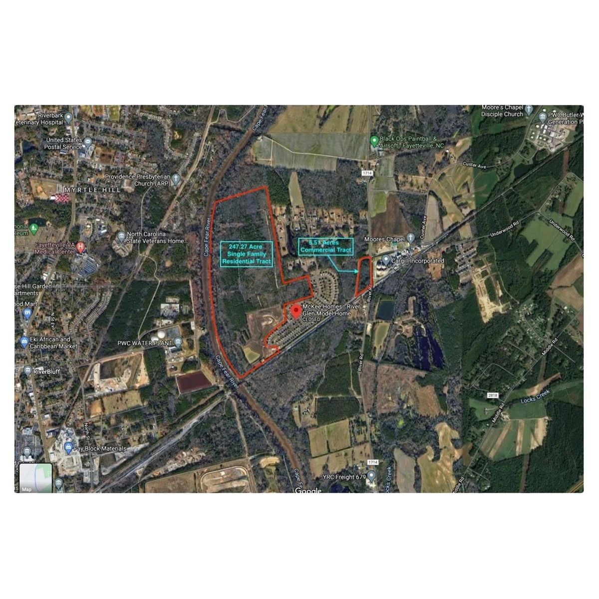 
Residential Land Tract River Glen, Fayetteville, NC 247.27 Acres US Real Estate for Sale North Carolina, USA 