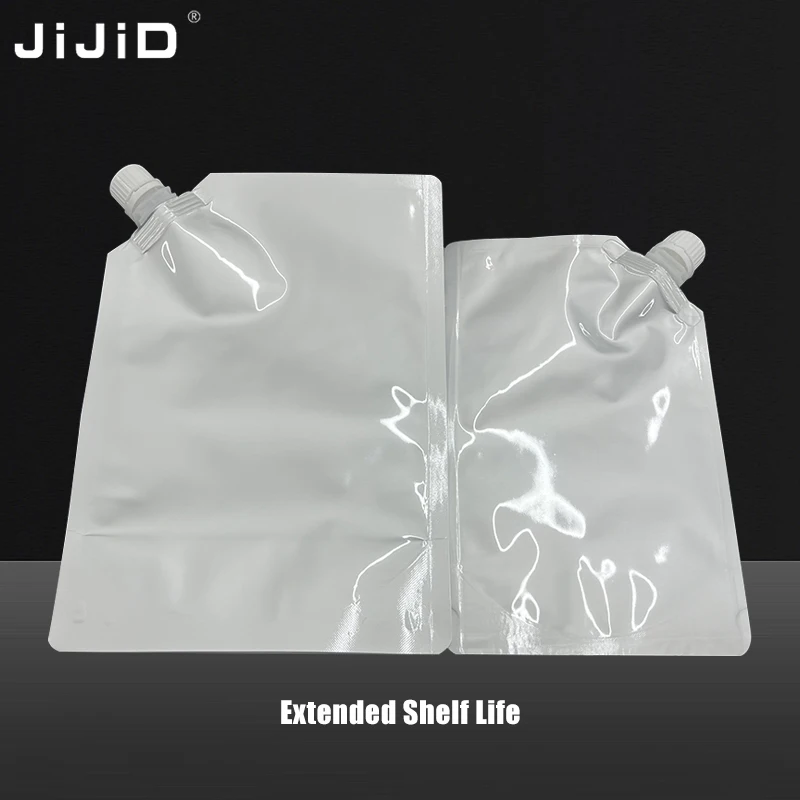 JIJID 500ml 1000ml Aluminum Foil Spout Pouches Food Grade Liquid Stand Up Bag For Beverages Liquid Packaging Spout Pouch