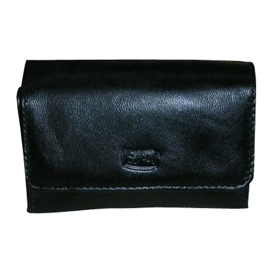 Genuine Leather Latex Lined Magnet Button Closure Pocket Compatible Leather Tobacco Pouch