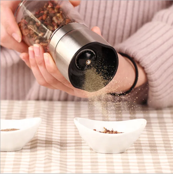 
Amazing Refillable SS304 Salt & Pepper Grinder Cruet Shaker with Adjustable Coarseness for Storing Pepper Salt Herbs 