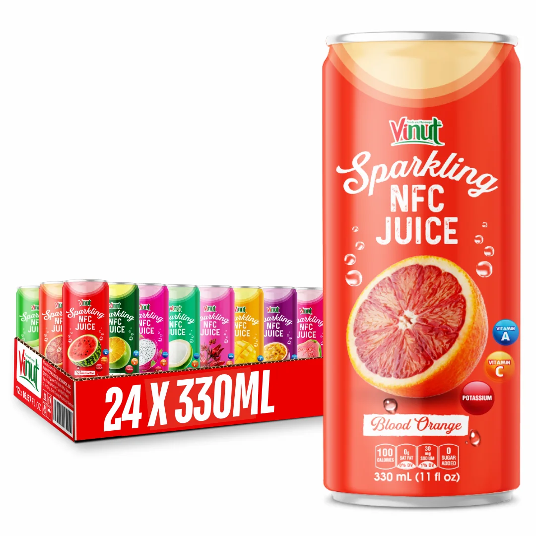Low MOQ & Free Sample 330ml Sparkling Orange Juice Drink - VINUT Vietnam Factory, Carbonated Beverage, OEM/ODM, Wholesale Pricin