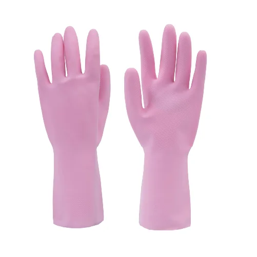 Women reusable latex pink household rubber gloves waterproof dish cleaning gloves for kitchen dishwashing car washing