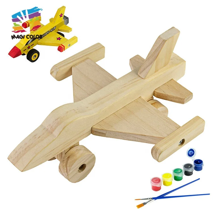 High Quality Creative Painting Assembly Wooden Airplane Craft Toy For Kids W03A159