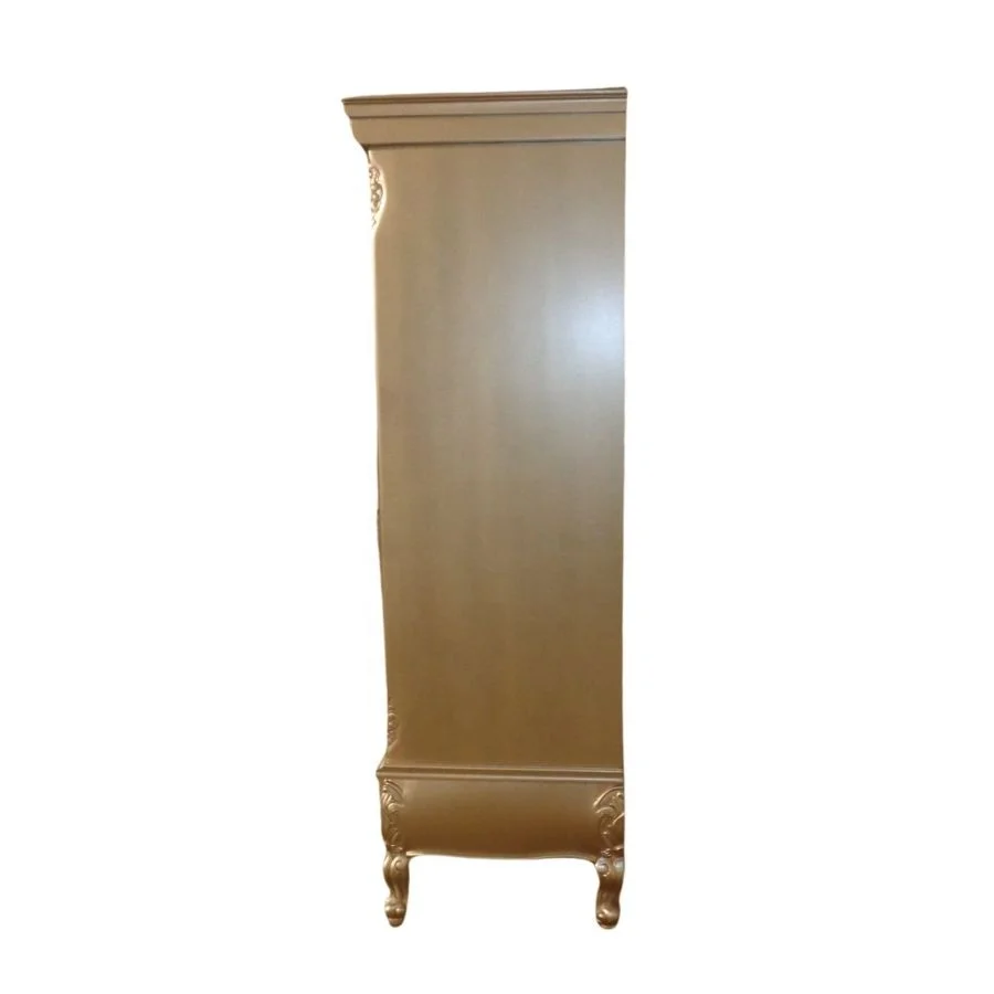 French Style Armoire Wooden Rococo Wardrobe in Knock Down Furniture Antique Reproduction Closet for Bedroom Furniture Set