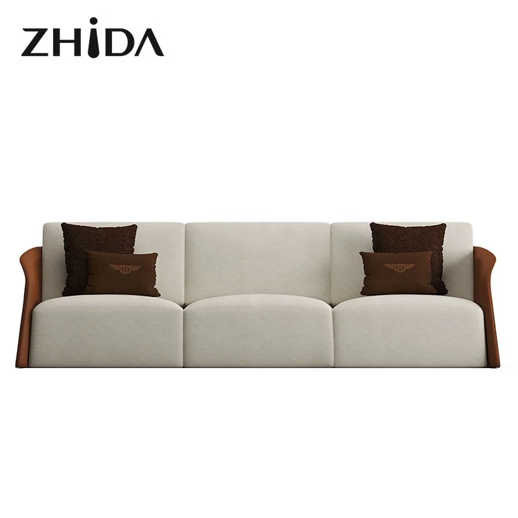 Professional custom light luxury living room furniture 4 seat 3 seat 2 seater 1 seat fabric sectional sofa set