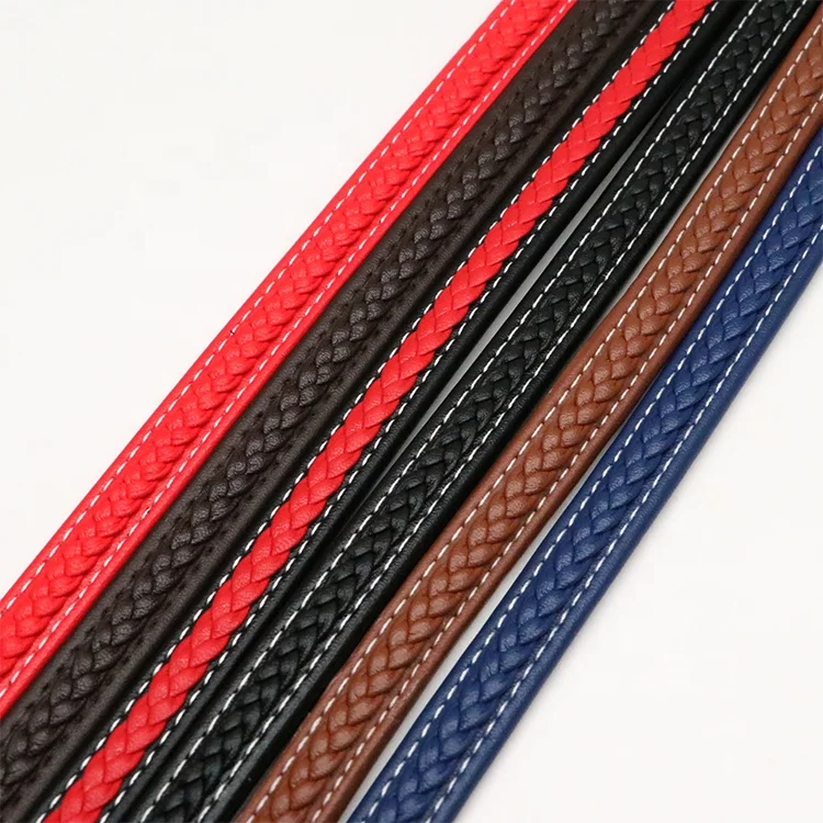 DIY Wholesale Handmade Custom High Quality 12*6mm Flat Braided Genuine Cowhide Leather Cord round Leather Rope Cords for jewelry