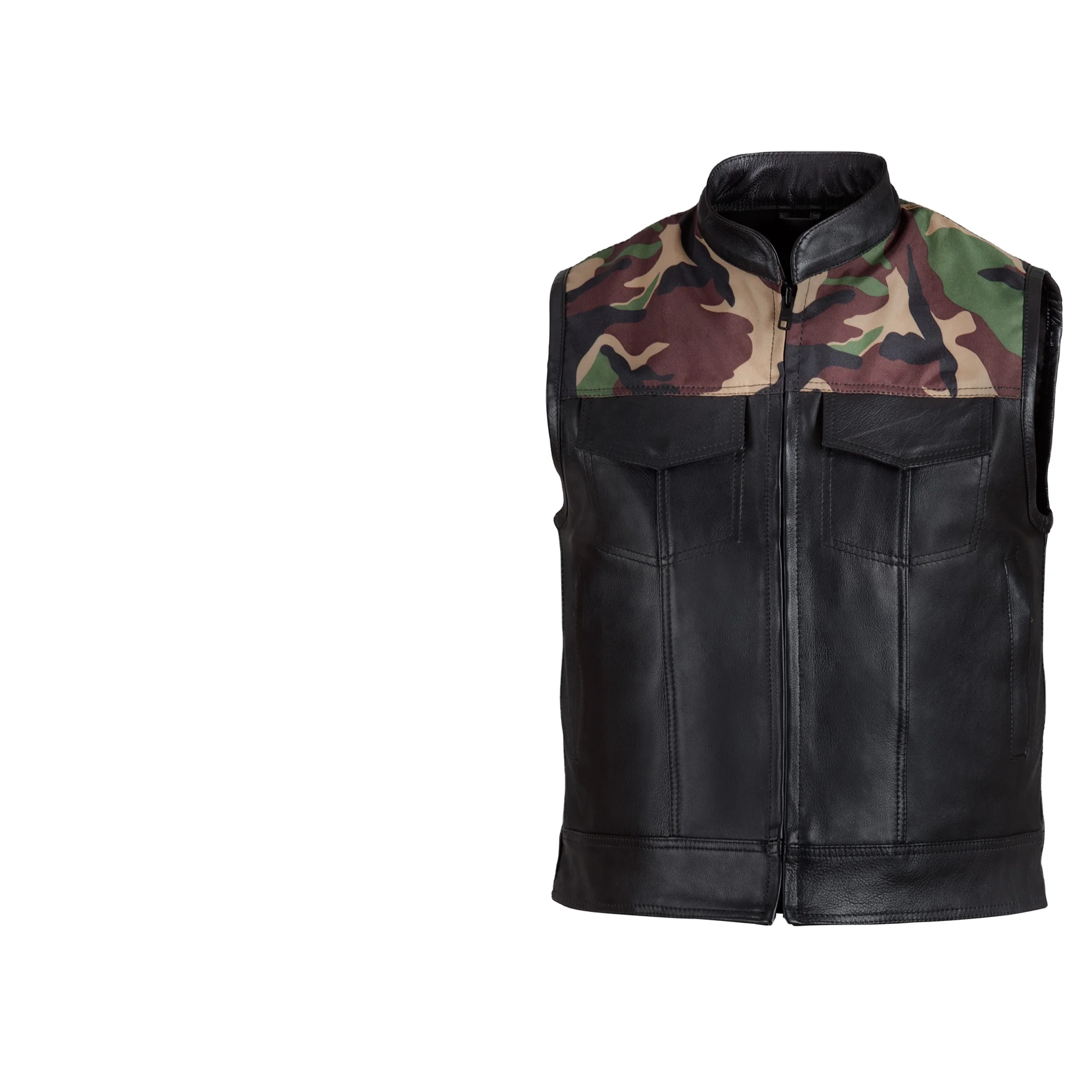 Wholesale Motorcycle Fashion Vest Jacket/Leather Biker Black Leather Vest-Classic Waist Coat top quality men leather vest