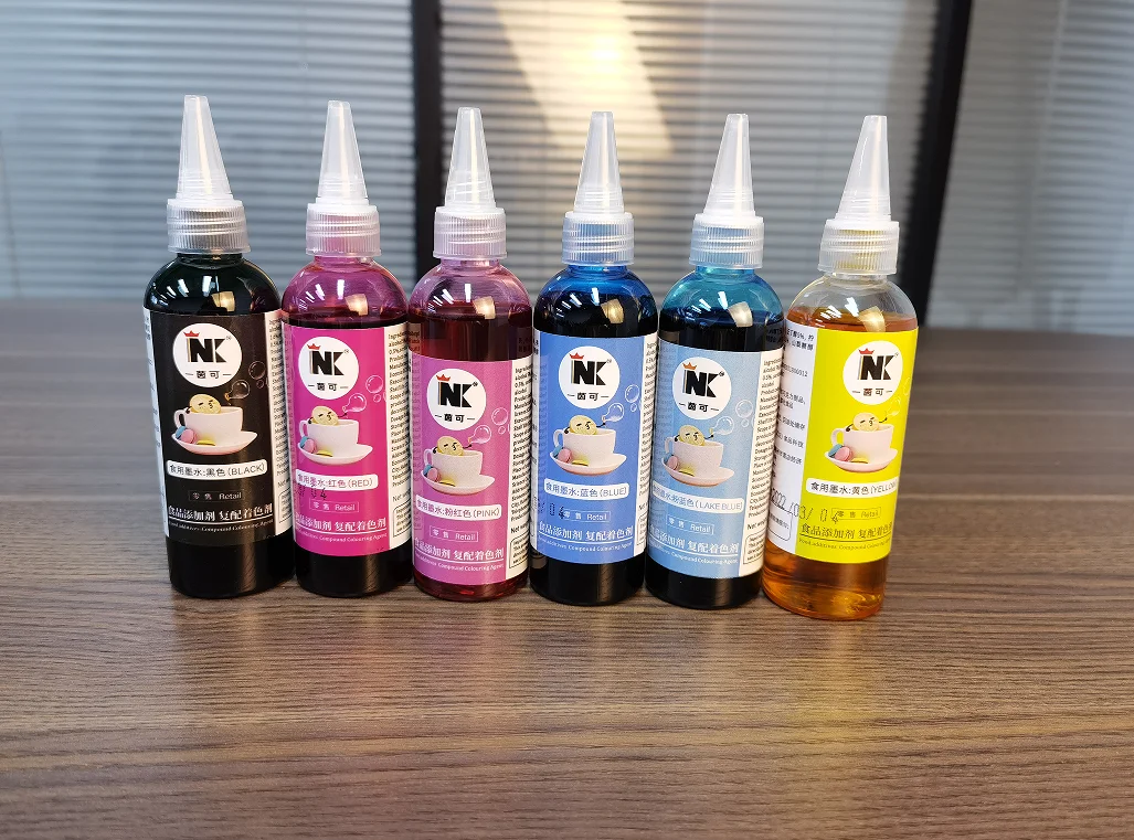 Hot Sale 100ml 6 Colors Food Printer Ink Edible Ink for Rice Paper Cake Cookie Printing
