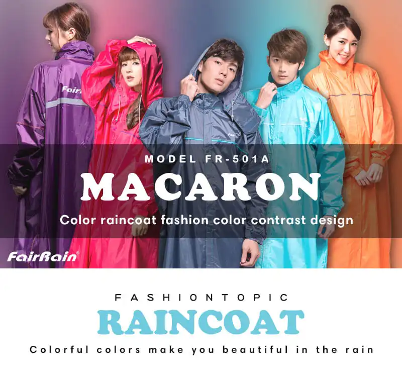 OEM Polyester Fabric PVC Coating Macaron Color Rainproof Anti Wet Hooded Rain Jacket Coat Cute Color Rainwear Rain Coat Motor Cy