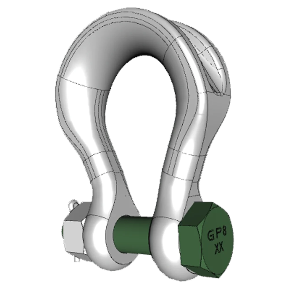 Green Pin P6033 12.5Ton Hot Dipped Galvanized High Load Capacity Alloy Steel Bow Shackle With Safety Bolt Connection Link