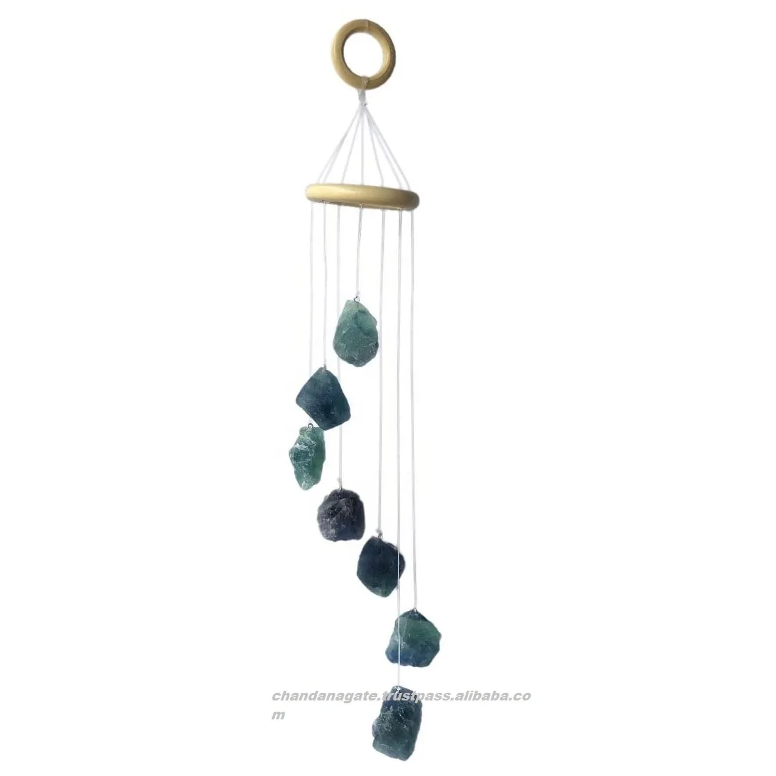 wind chime natural stone Green fluorite Raw Stones Wind Chime Home Decoration crystal wind chime natural crystal stone