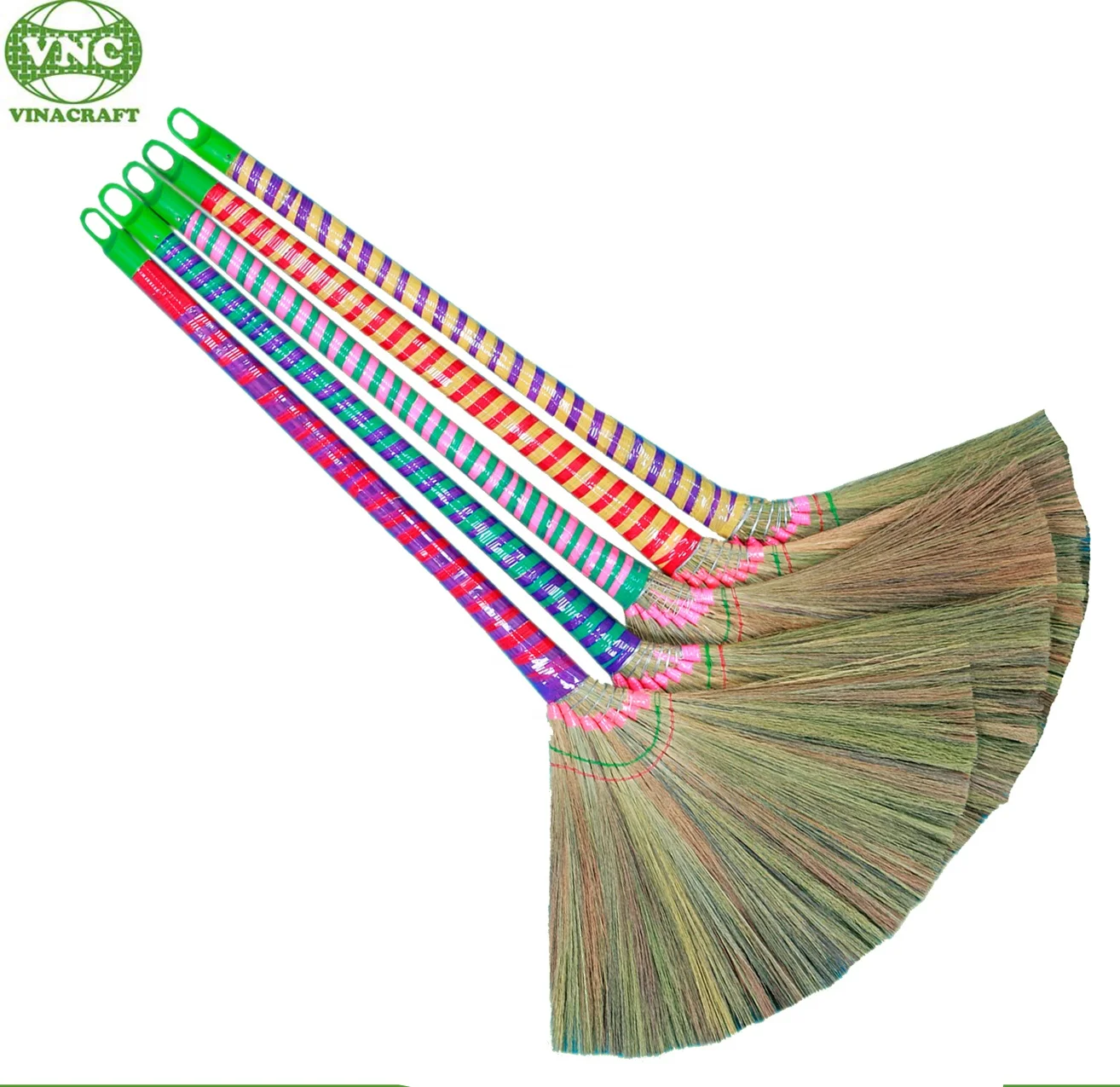 Vietnam grass broom with plastic fiber long handle lasting dustpan sets