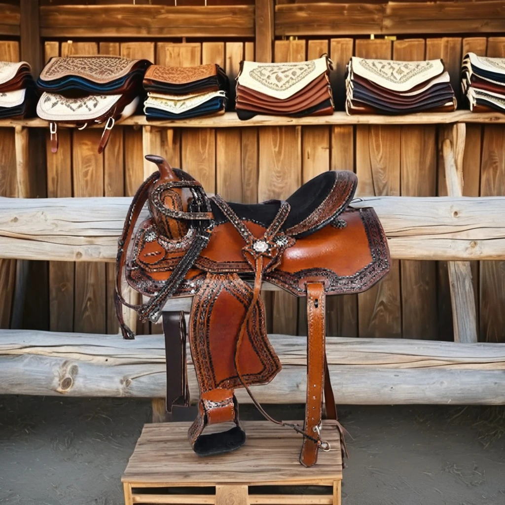 Premium Quality Western leather Horse Saddle With Matching Horse Tack Set Genuine Leather Barrel Saddle English