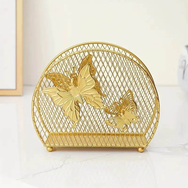 Gold Napkin Holder Decorative For Tableware Tissue Stand Metal Butterfly Tissue Holders